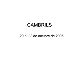 CAMBRILS 20 al 22 de octubre de 2006 