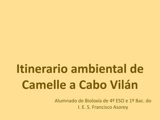 Itinerario ambiental de Camelle a Cabo Vilán Alumnado de Bioloxía de 4º ESO e 1º Bac. do    I. E. S. Francisco Asorey 