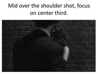 Mid over the shoulder shot, focus
on center third.

 