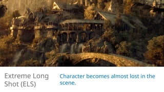 Character becomes almost lost in the
scene.
Extreme Long
Shot (ELS)
 