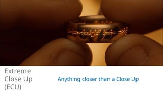 Anything closer than a Close Up
Extreme
Close Up
(ECU)
 