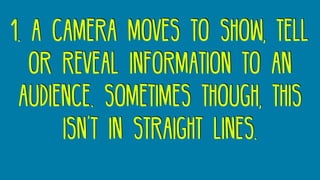 1. a camera moves to show, tell
or reveal information to an
audience. Sometimes though, this
isn’t in straight lines.
 