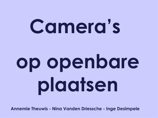 Camera’s  op openbare plaatsen Annemie Theuwis - Nina Vanden Driessche - Inge Desimpele 