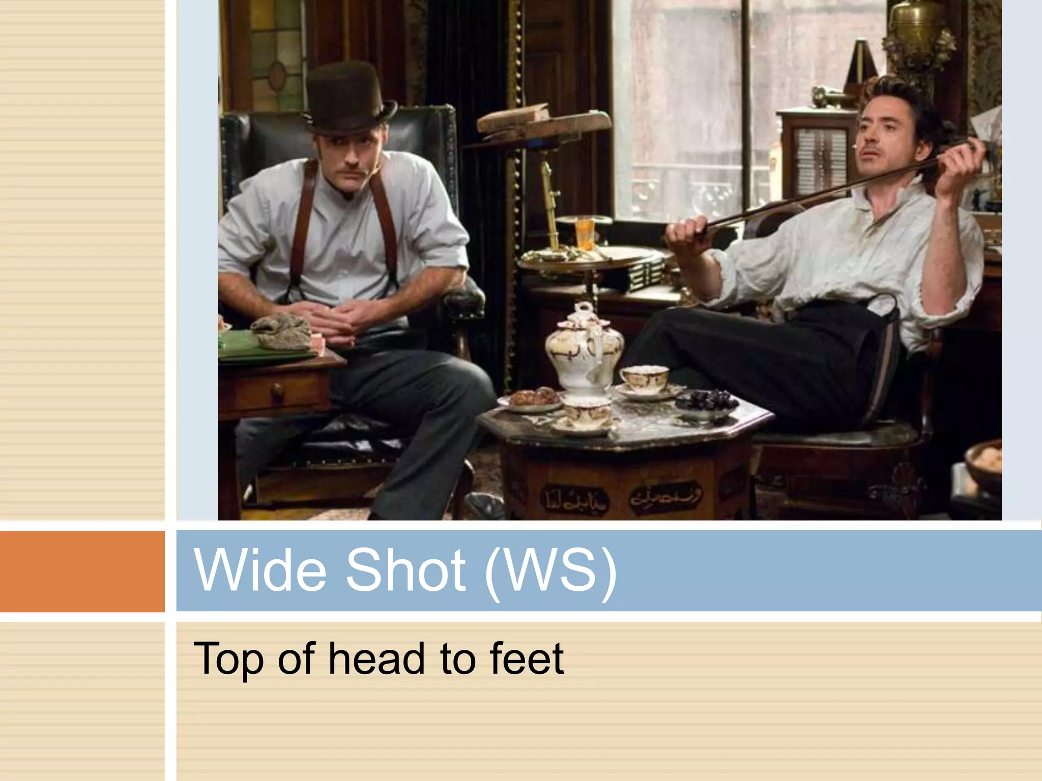 Wide Shot (WS)
Top of head to feet