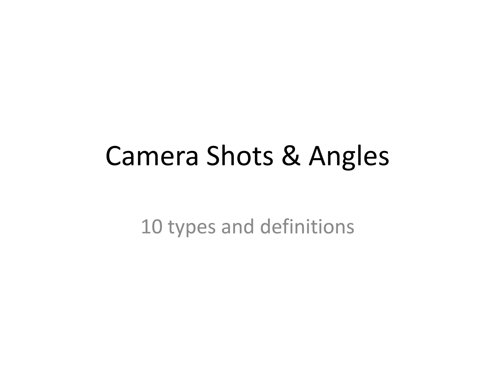 Camera Shots & Angles
10 types and definitions
