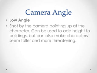 Camera shots, angles and movement | PPTX