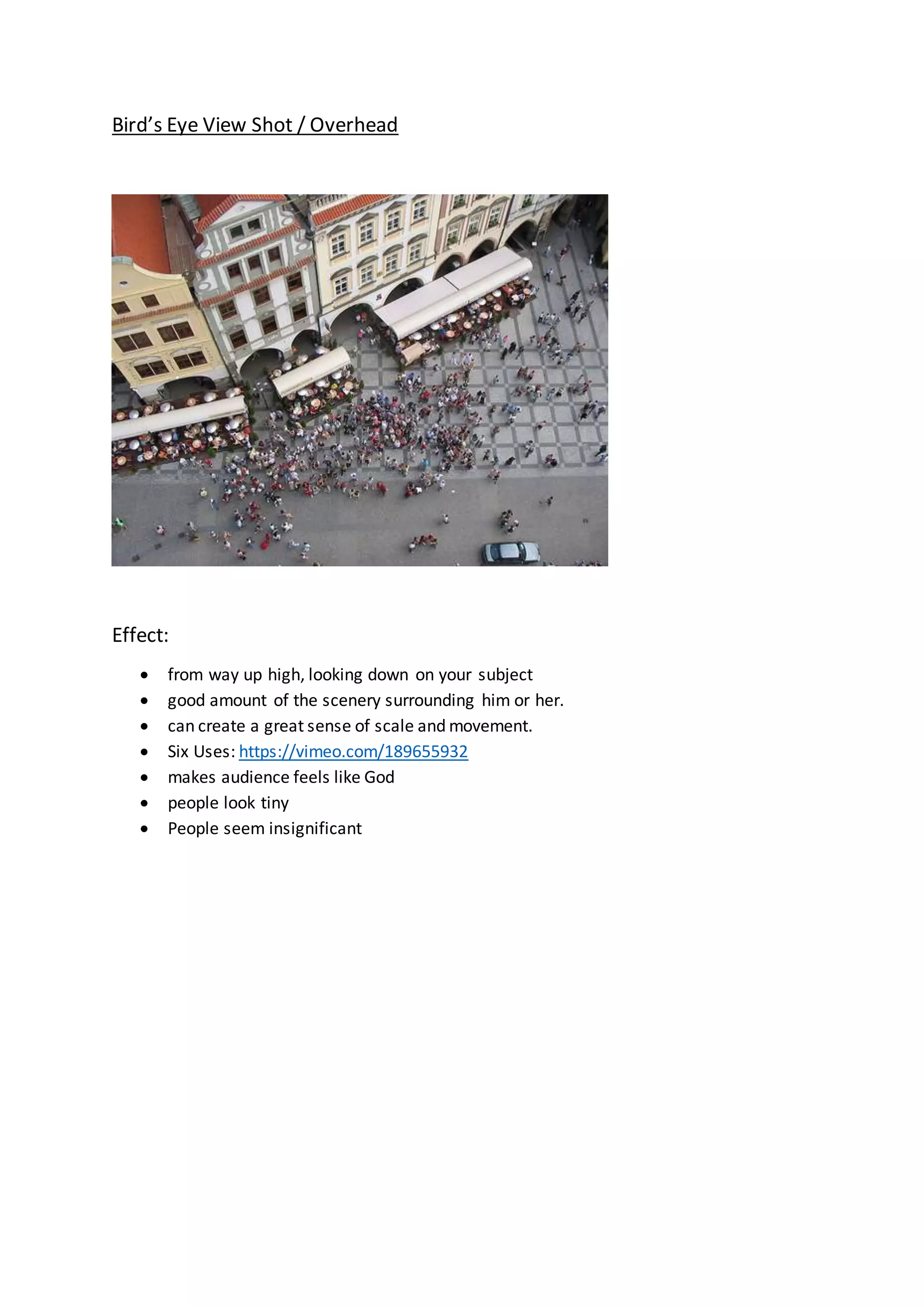 Camera shots, angles, framing, movements & lighting | DOCX