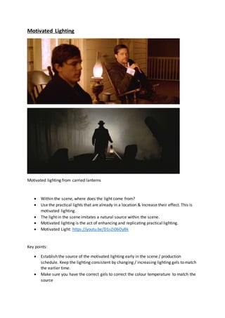 Camera shots, angles, framing, movements & lighting | DOCX