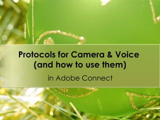Protocols for Camera & Voice  (and how to use them) in Adobe Connect 