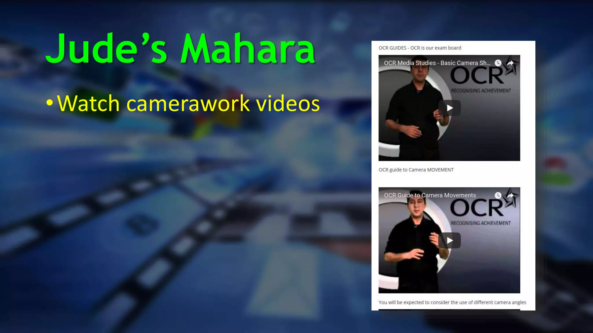 Introduction to Media Studies: Camerawork | PPTX