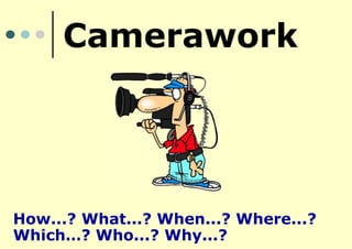 Camerawork
How...? What...? When...? Where...?
Which…? Who...? Why...?
 