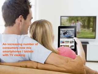 An increasing number of
consumers now mix
smartphones / tablets
with TV viewing




                          11
 