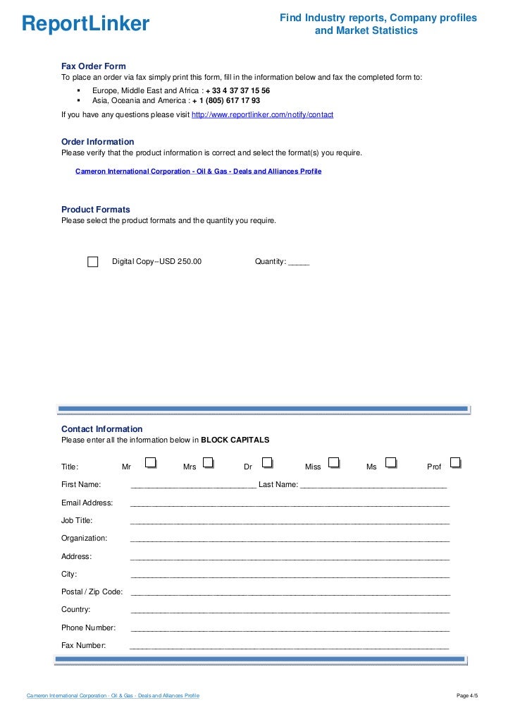 Cameron International Corporation Oil & Gas Deals and Alliances Profile