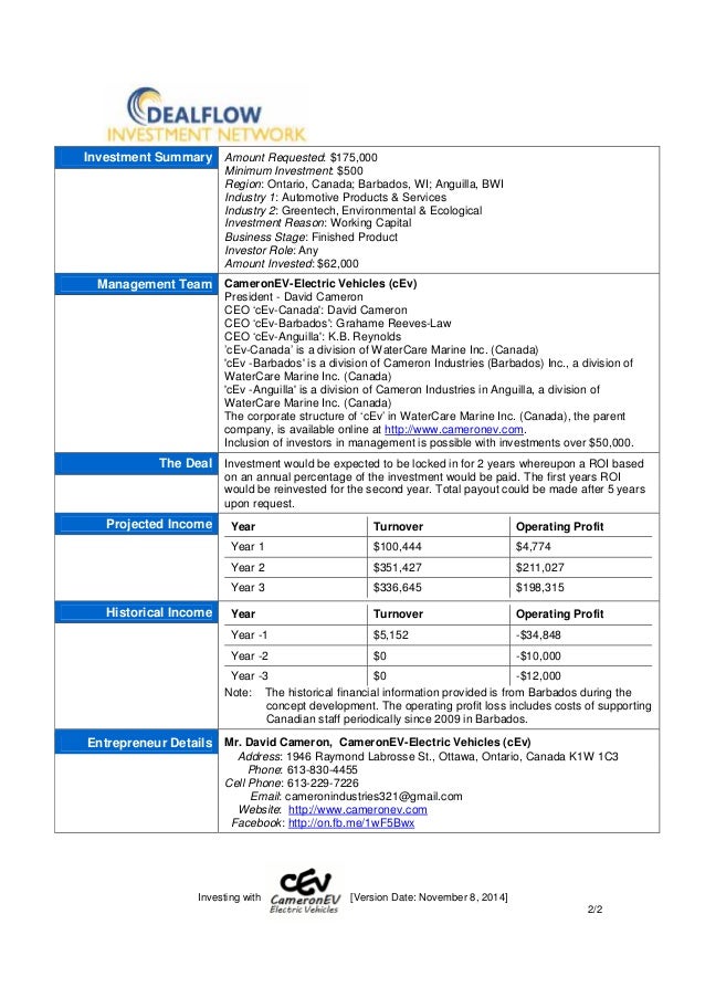 CameronEVElectric Vehicles Investment Proposal