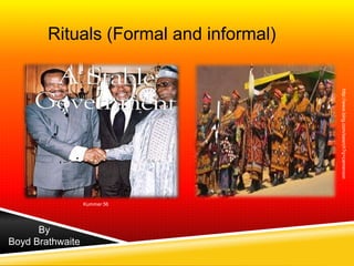 Rituals (Formal and informal)




                                        http://www.bing.com/search?q=cameroon
                  Kummer 56




      By
Boyd Brathwaite
 