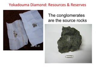 Yokadouma Diamond: Resources & Reserves
The conglomerates
are the source rocks
 