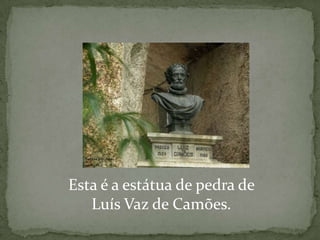 Esta é a estátua de pedra de
   Luís Vaz de Camões.
 