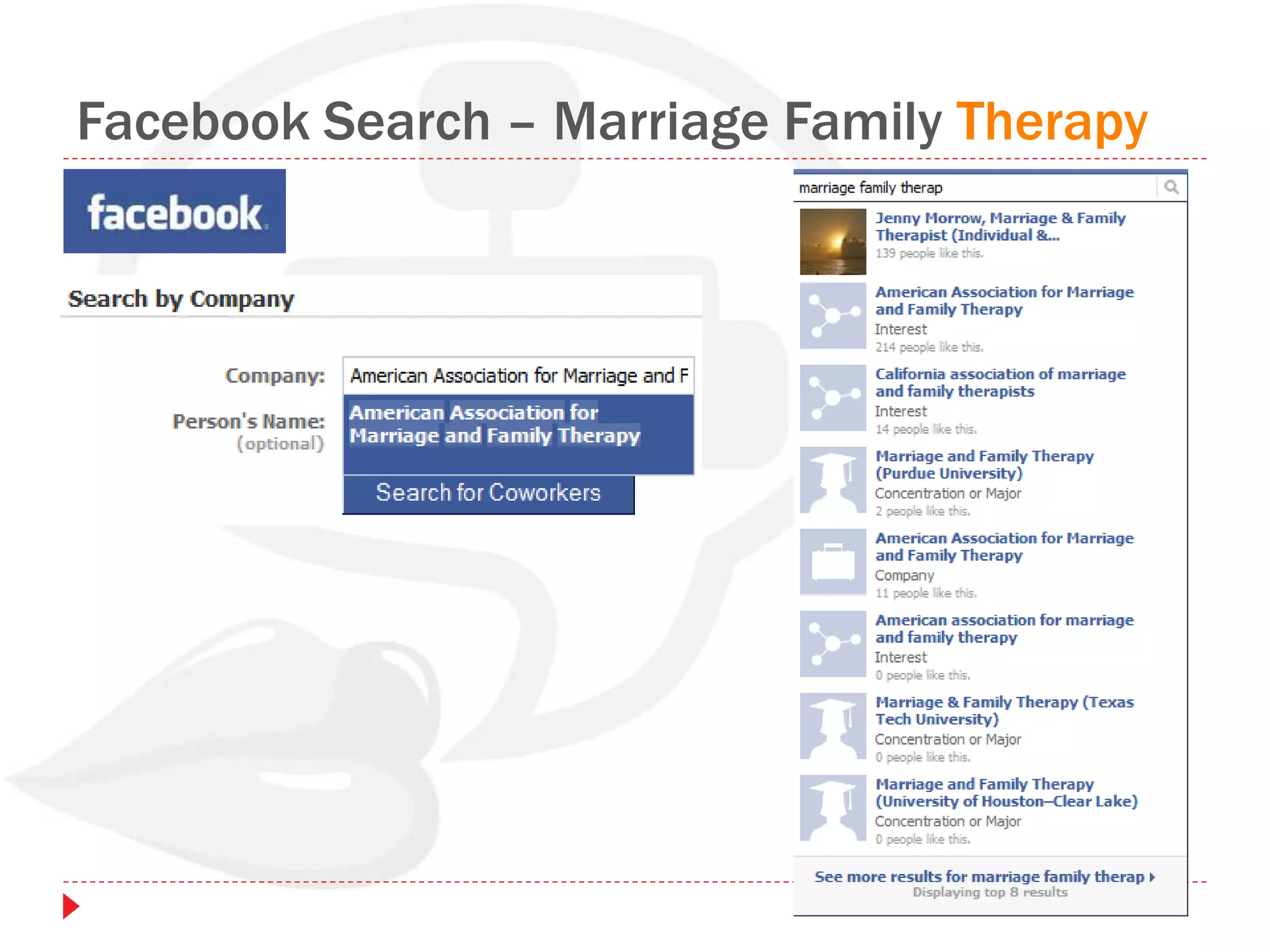 Facebook Search – Marriage Family Therapy
 