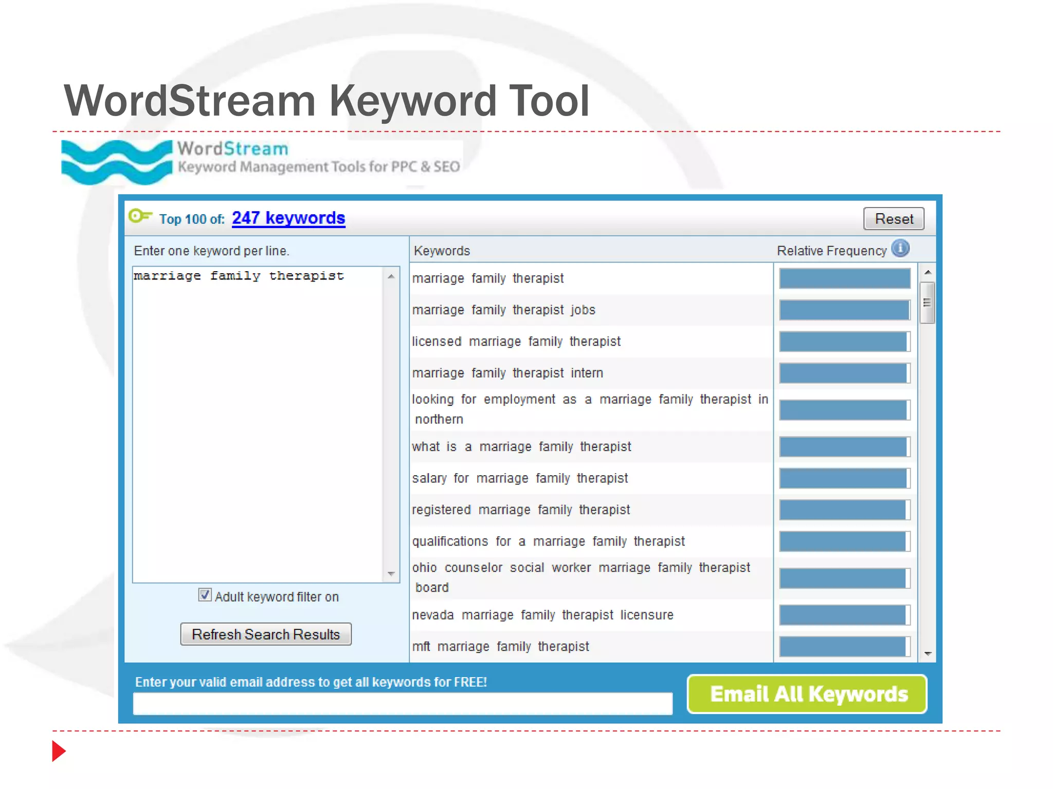 WordStream Keyword Tool
 