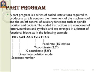 Describe Part Programs Computer aided manufacturing | PPT