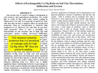 This research presents
evidence that it is beneficial
to manage soils for high
Ca:Mg ratios *IF* they are
prone to sealing.
 