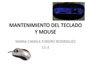MANTENIMIENTO DEL TECLADO Y MOUSE MARIA CAMILA FORERO RODRIGUEZ 11-2 