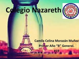 Colegio Nazareth
Camila Celina Morazán Muñoz
Primer Año “B” General.
#19
 