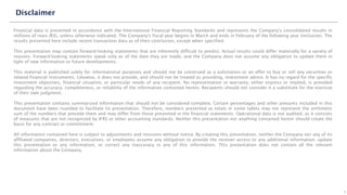 Financial data is presented in accordance with the International Financial Reporting Standards and represents the Company's consolidated results in
millions of reais (R$), unless otherwise indicated. The Company's fiscal year begins in March and ends in February of the following year (inclusive). The
results presented here include recent transaction data as of their conclusion, except when specified.
This presentation may contain forward-looking statements that are inherently difficult to predict. Actual results could differ materially for a variety of
reasons. Forward-looking statements speak only as of the date they are made, and the Company does not assume any obligation to update them in
light of new information or future developments.
This material is published solely for informational purposes and should not be construed as a solicitation or an offer to buy or sell any securities or
related financial instruments. Likewise, it does not provide, and should not be treated as providing, investment advice. It has no regard for the specific
investment objectives, financial situation, or particular needs of any recipient. No representation or warranty, either express or implied, is provided
regarding the accuracy, completeness, or reliability of the information contained herein. Recipients should not consider it a substitute for the exercise
of their own judgment.
This presentation contains summarized information that should not be considered complete. Certain percentages and other amounts included in this
document have been rounded to facilitate its presentation. Therefore, numbers presented as totals in some tables may not represent the arithmetic
sum of the numbers that precede them and may differ from those presented in the financial statements. Operational data is not audited, as it consists
of measures that are not recognized by IFRS or other accounting standards. Neither this presentation nor anything contained herein should create the
basis for any contract or commitment.
All information contained here is subject to adjustments and revisions without notice. By creating this presentation, neither the Company nor any of its
affiliated companies, directors, executives, or employees assume any obligation to provide the receiver access to any additional information, update
this presentation or any information, or correct any inaccuracy in any of this information. This presentation does not contain all the relevant
information about the Company.
Disclaimer
2
 