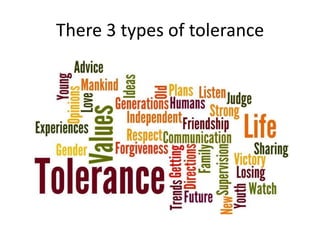 There 3 types of tolerance

 