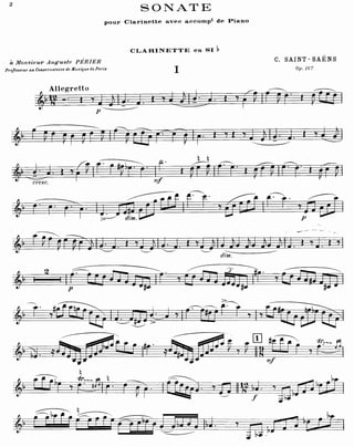 Camille saint saens sonate pour clarinette et piano - op.167 (clarinette part)
