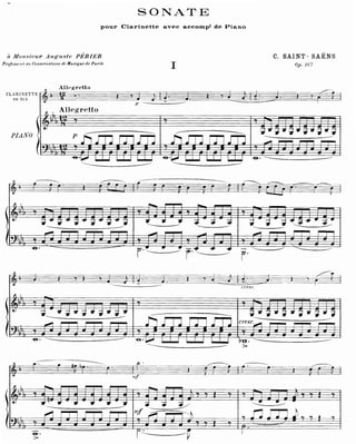 Camille saint saens sonate pour clarinette et piano - op.167 (piano part)