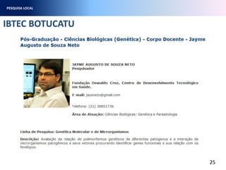 IBTEC BOTUCATU
25
PESQUISA LOCAL
 