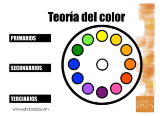 Teoría del color
PRIMARIOS




SECUNDARIOS




TERCIARIOS
 