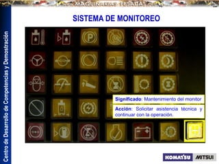 Centro
de
Desarrollo
de
Competencias
y
Demostración
SISTEMA DE MONITOREO
Significado: Mantenimiento del monitor
Acción: Solicitar asistencia técnica y
continuar con la operación.
 