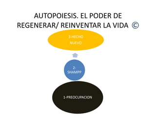 AUTOPOIESIS. EL PODER DE
REGENERAR/ REINVENTAR LA VIDA ©
3-HECHO
NUEVO
2-
SHAMPP
1-PREOCUPACION
 