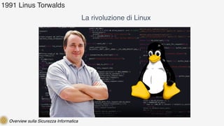 Overview sulla Sicurezza Informatica
1991 Linus Torwalds
La rivoluzione di Linux
 