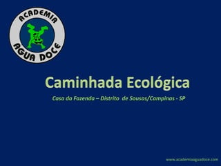Caminhada Ecológica  Casa da Fazenda – Distrito  de Sousas/Campinas - SP www.academiaaguadoce.com 