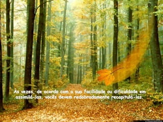 Às vezes, de acordo com a sua facilidade ou dificuldade em
 assimilá-las, vocês devem redobradamente recapitulá-las.
 