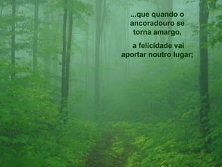 ...que quando o ancoradouro se torna amargo, a felicidade vai aportar noutro lugar; 