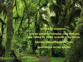 tento não esquecer... que os passeios simples com meu pai, nas noites de verão quando era criança,  fizeram maravilhas para mim, quando me tornei adulto; 