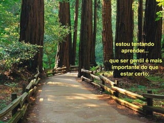 estou tentando aprender... que ser gentil é mais importante do que estar certo; 
