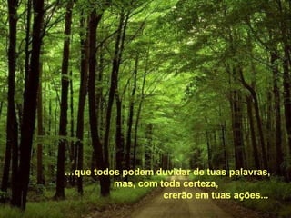 … que todos podem duvidar de tuas palavras, mas, com toda certeza,  crerão em tuas ações... 