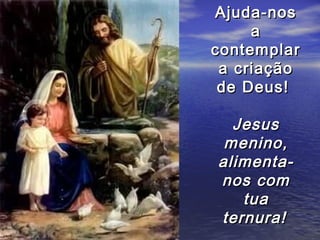 Ajuda-nos
     a
contemplar
 a criação
 de Deus!

  Jesus
 menino,
alimenta-
nos com
   tua
ternura!
 