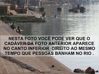 NESTA FOTO VOCÊ PODE VER QUE O CADÁVER DA FOTO ANTERIOR APARECE NO CANTO INFERIOR  DIREITO AO MESMO TEMPO QUE PESSOAS BANHAM NO RIO . 