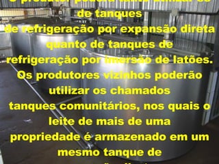 O produtor poderá tanto utilizar-se de tanques de refrigeração por expansão direta quanto de tanques de refrigeração por imersão de latões. Os produtores vizinhos poderão utilizar os chamados tanques comunitários, nos quais o leite de mais de uma propriedade é armazenado em um mesmo tanque de expansão direta. 