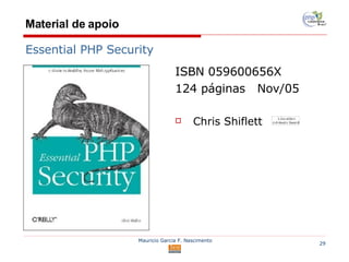 Material de apoio ISBN 059600656X  124 páginas  Nov/05 Chris Shiflett Essential PHP Security 