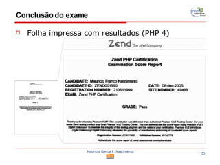 Conclusão do exame Folha impressa com resultados (PHP 4) 