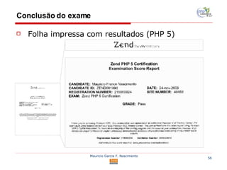 Conclusão do exame Folha impressa com resultados (PHP 5) 