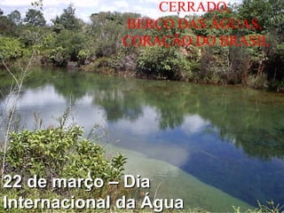 CERRADO,
BERÇO DAS ÁGUAS,
CORAÇÃO DO BRASIL
22 de março – Dia22 de março – Dia
Internacional da ÁguaInternacional da Água
 