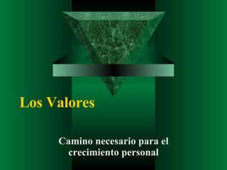 Los Valores  Camino necesario para el crecimiento personal 